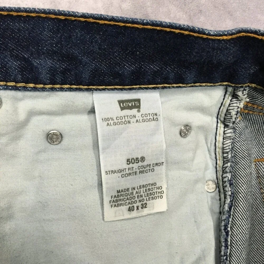 Levis‎ Mens 505 Straight Fit Blue Jeans size 40x32 Cotton Denim Pants